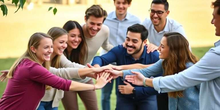equipo de trabajo realizando actividad de team building en un clima organizacional positivo